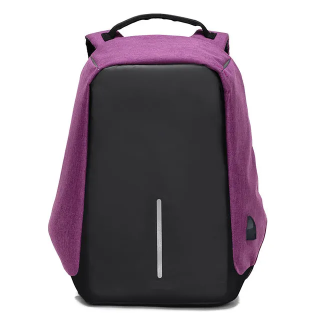 Canvas USB Backpack Laptop Anti-Theft Bag