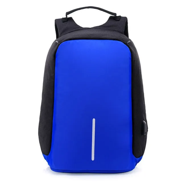 Canvas USB Backpack Laptop Anti-Theft Bag