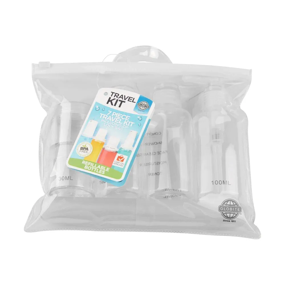 Carry-On Approved Travel Kit - Clear 7 Piece