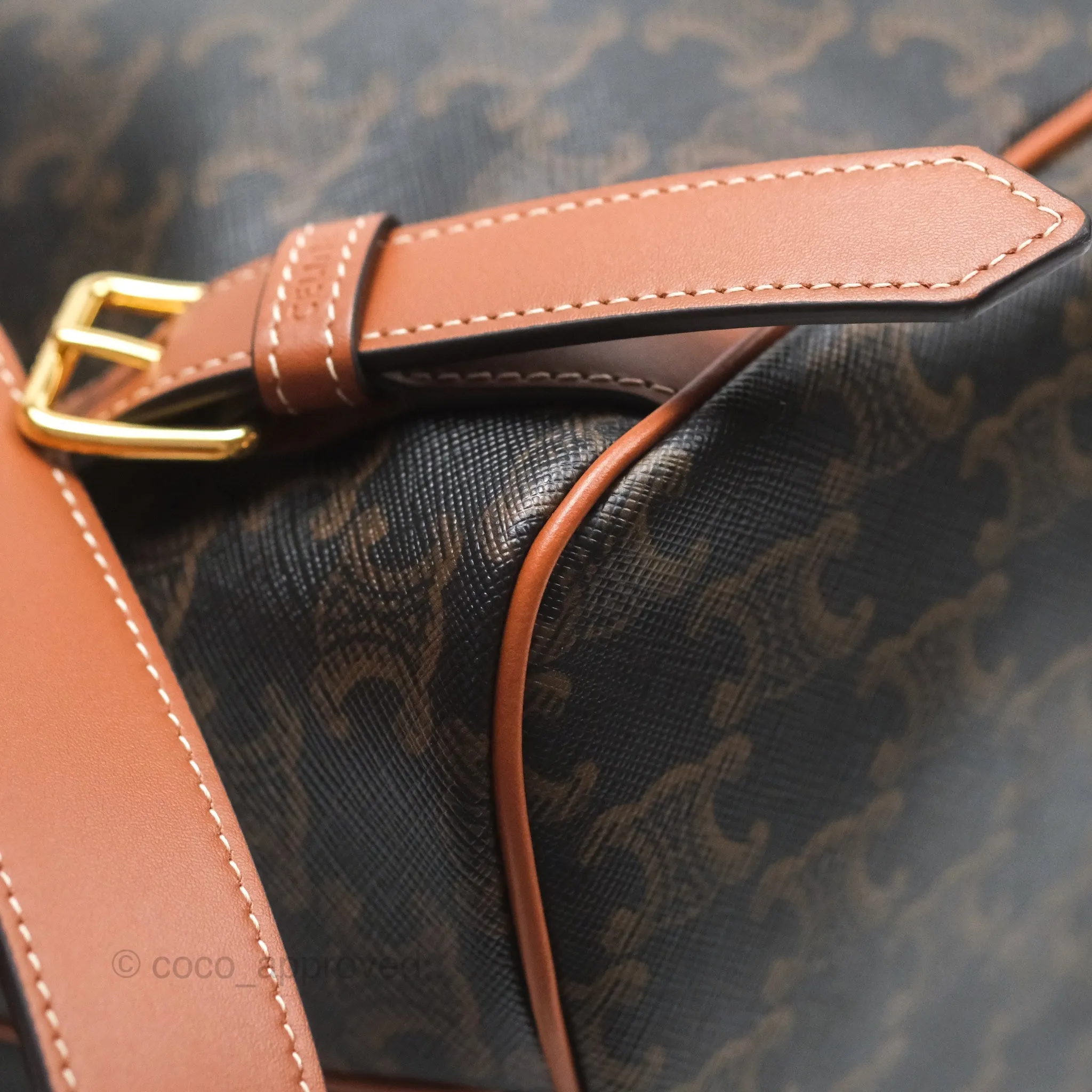 Celine Medium Folco Backpack In Triomphe Canvas Calfskin