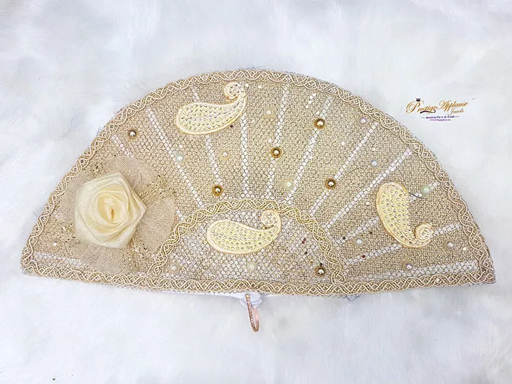 Champagne Gold Simple Bridal wedding African Traditional engagement hand fan