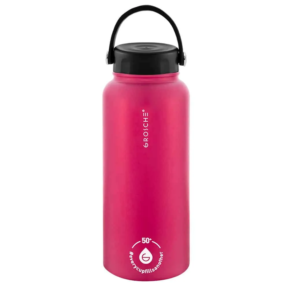 CHICAGO STEEL Insulated Water Bottle, Travel Flask, Tea Bottle with Twist Lid, 32oz