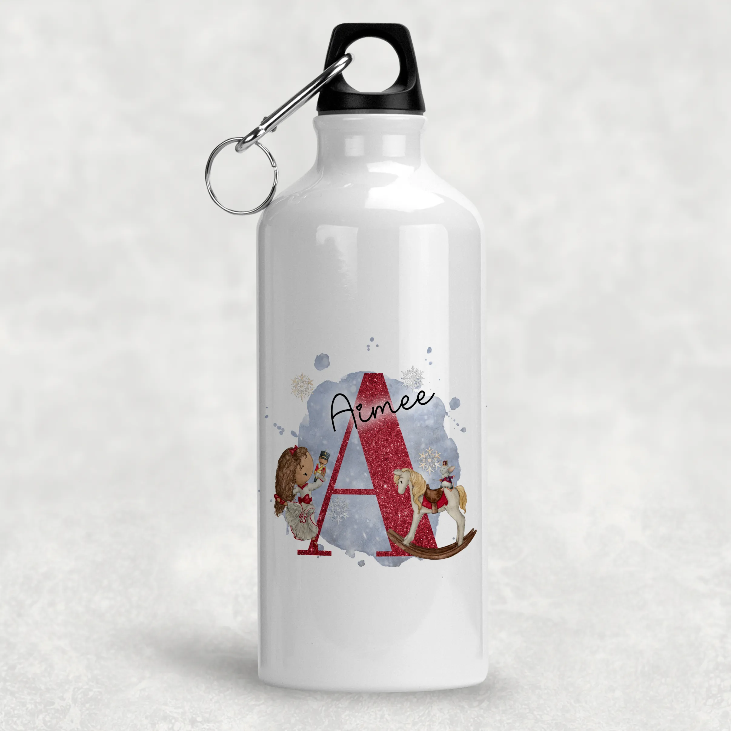 Christmas Ballet Dancer Alphabet Personalised Aluminium Water Bottle 400/600ml