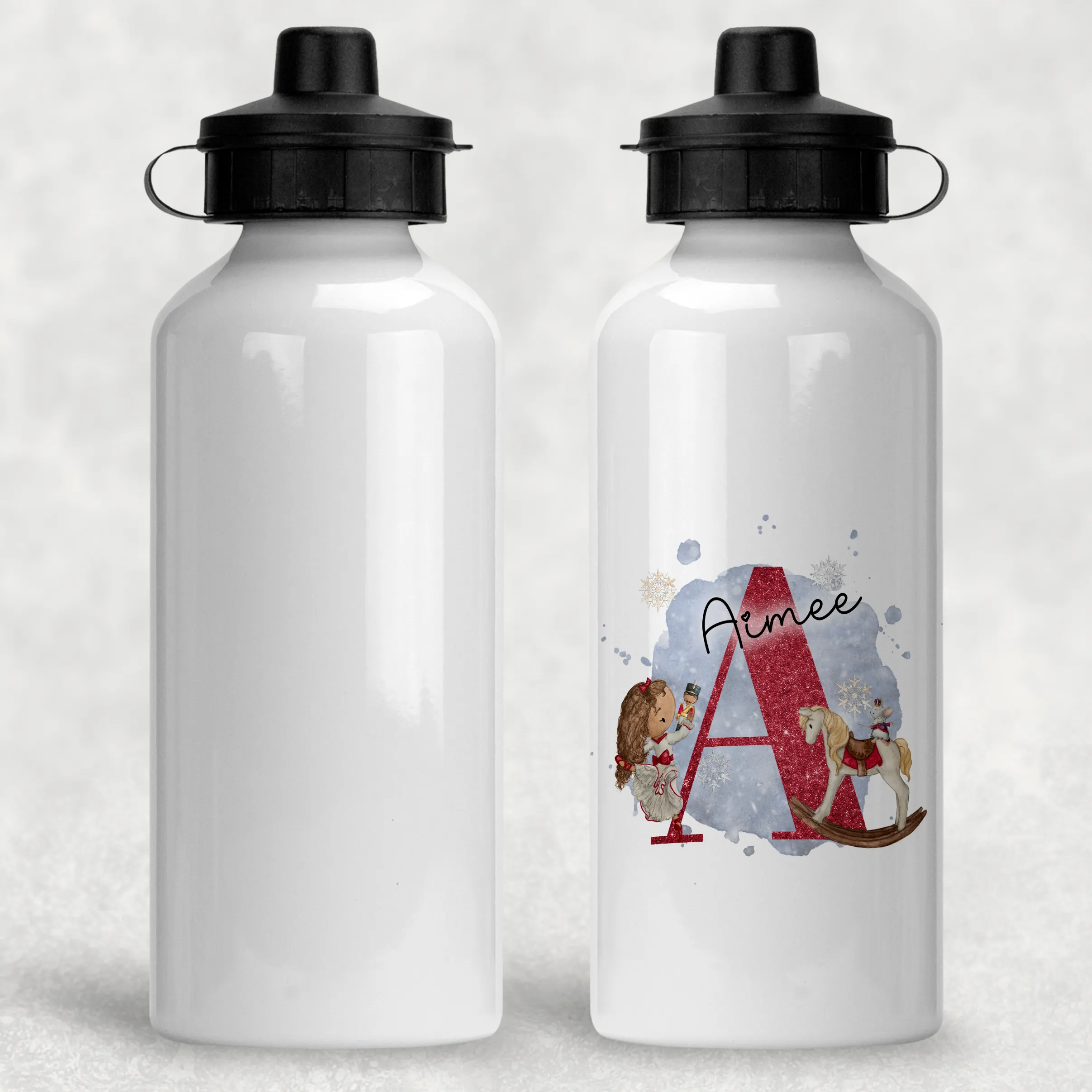 Christmas Ballet Dancer Alphabet Personalised Aluminium Water Bottle 400/600ml