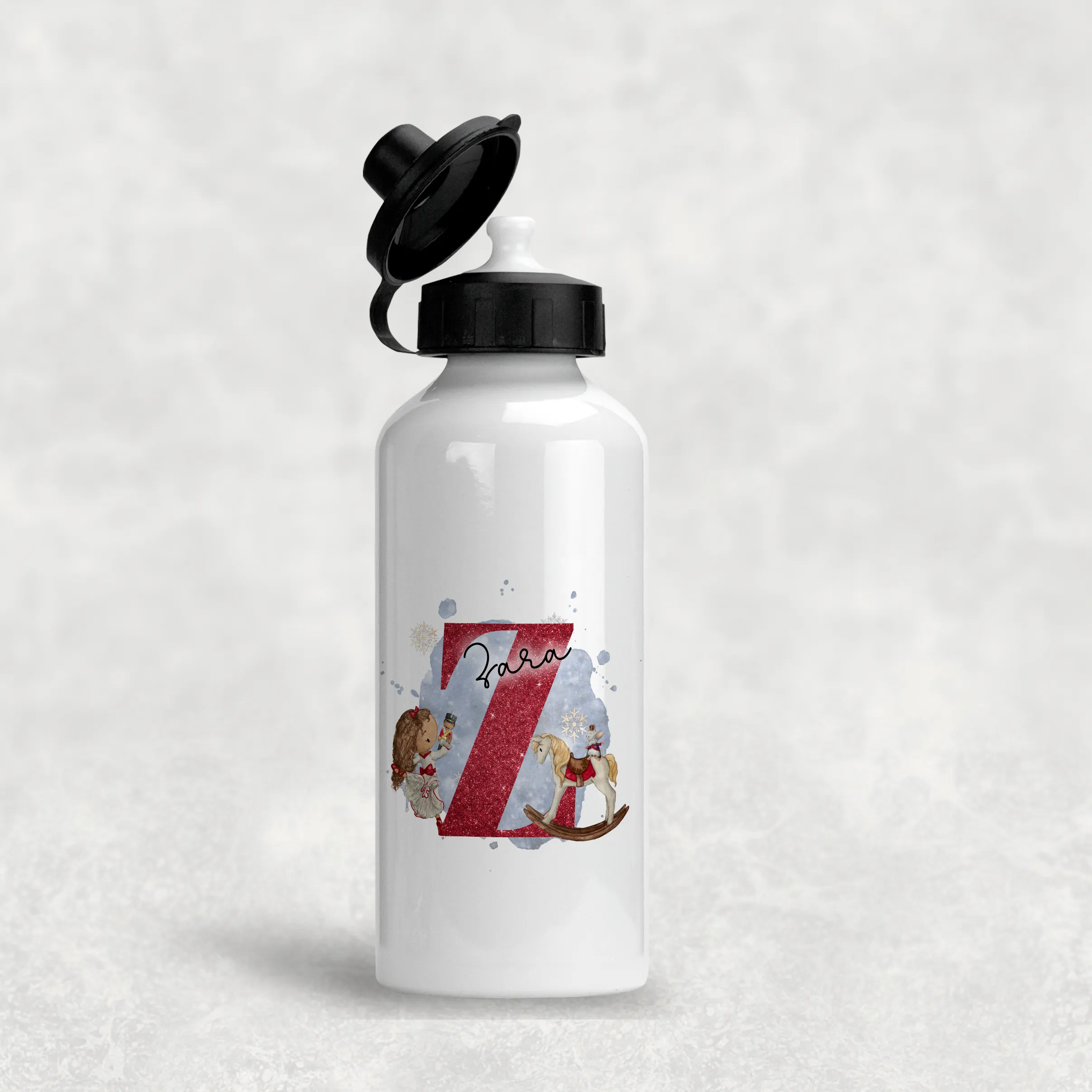 Christmas Ballet Dancer Alphabet Personalised Aluminium Water Bottle 400/600ml