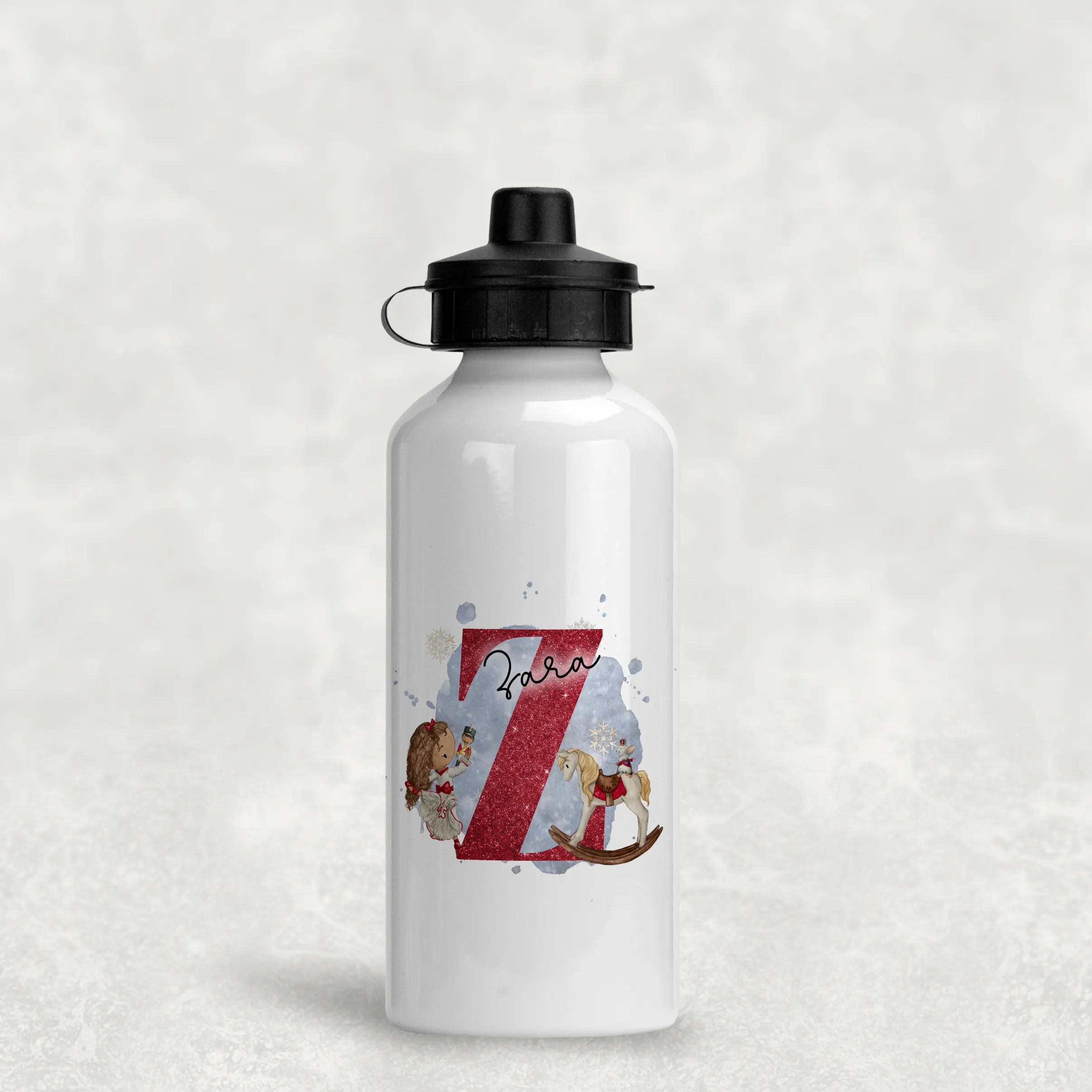 Christmas Ballet Dancer Alphabet Personalised Aluminium Water Bottle 400/600ml