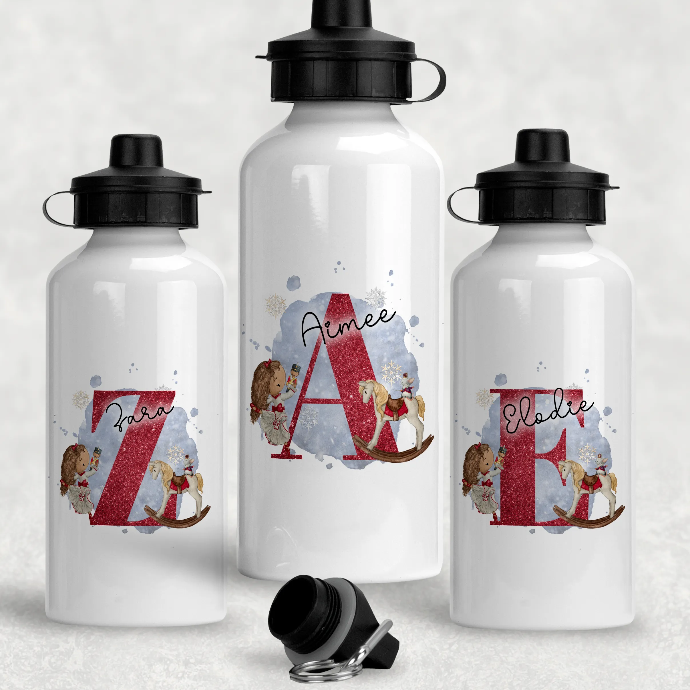 Christmas Ballet Dancer Alphabet Personalised Aluminium Water Bottle 400/600ml