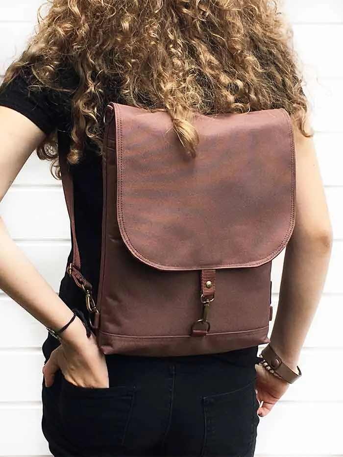 Cinnamon Functional Slim Backpack Women's Crossbody Bag