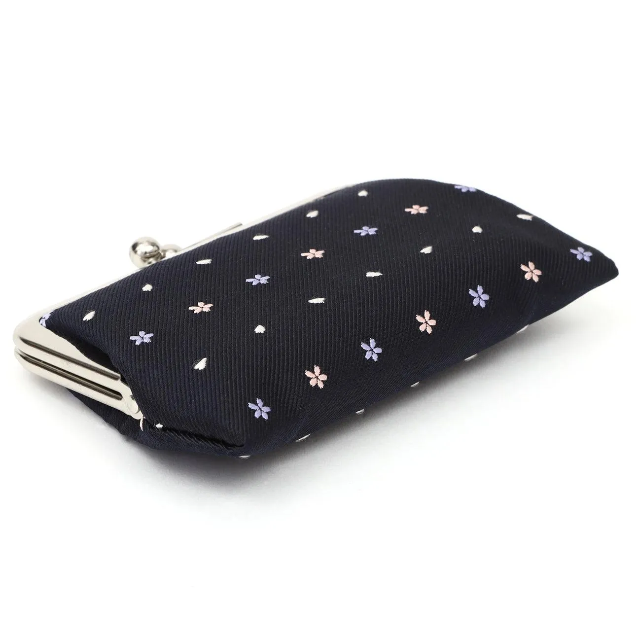 Clasp Purse & Card Holder Nishijin Kyoto Jacquard Woven Silk 15. Sakura M - Made in Japan