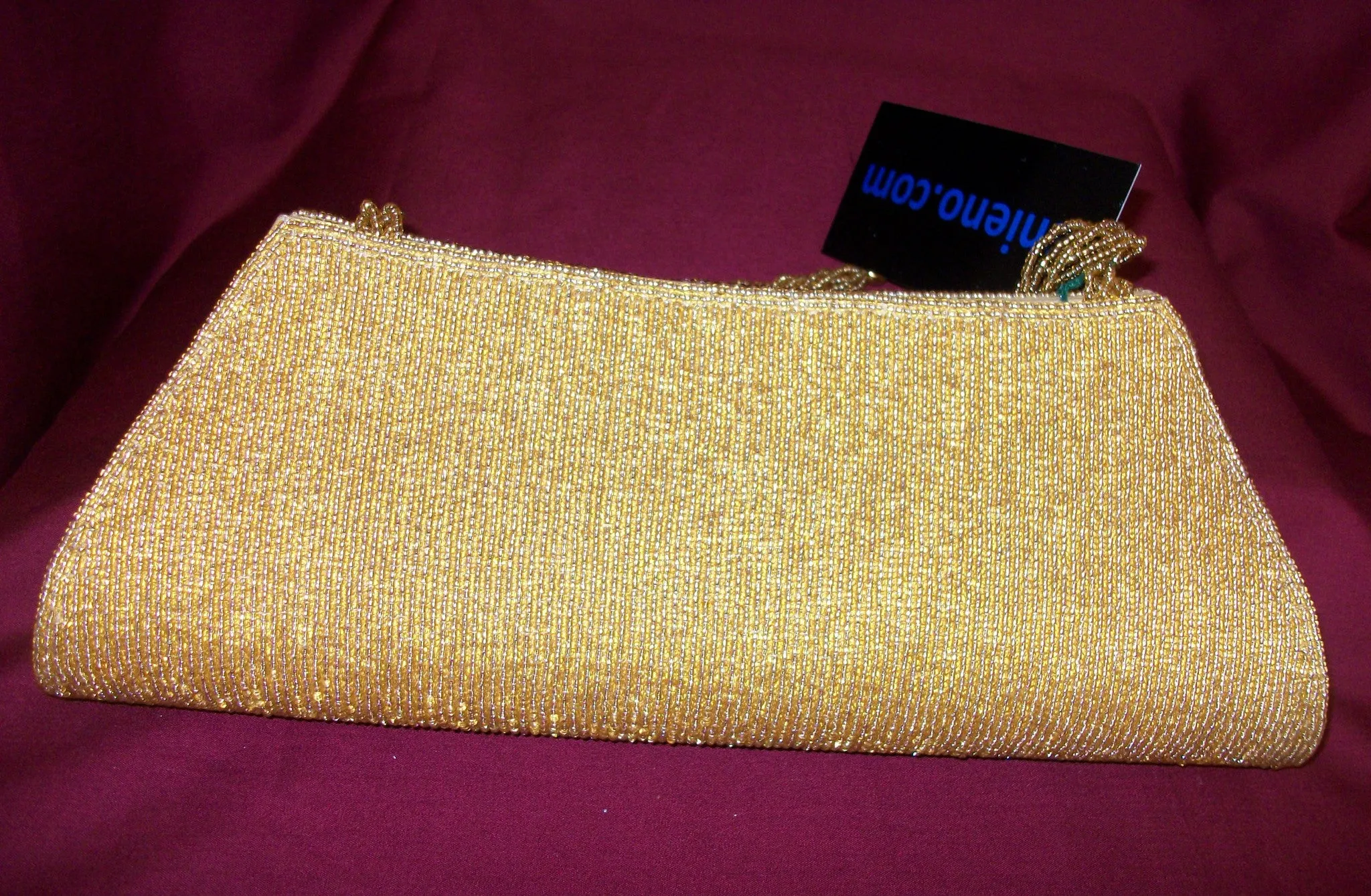 Clutch 2722 Golden Beads Wedding Wear Clutch Purse Shieno