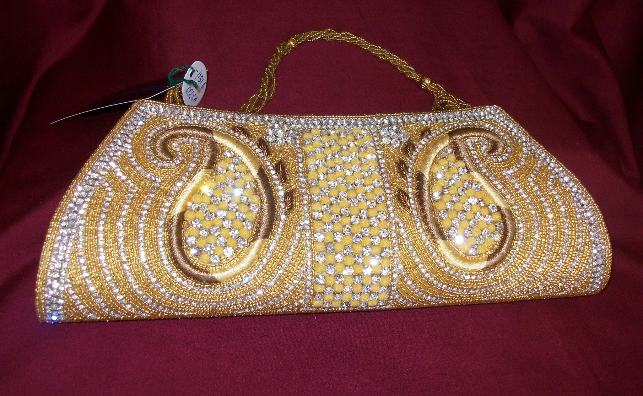 Clutch 2722 Golden Beads Wedding Wear Clutch Purse Shieno