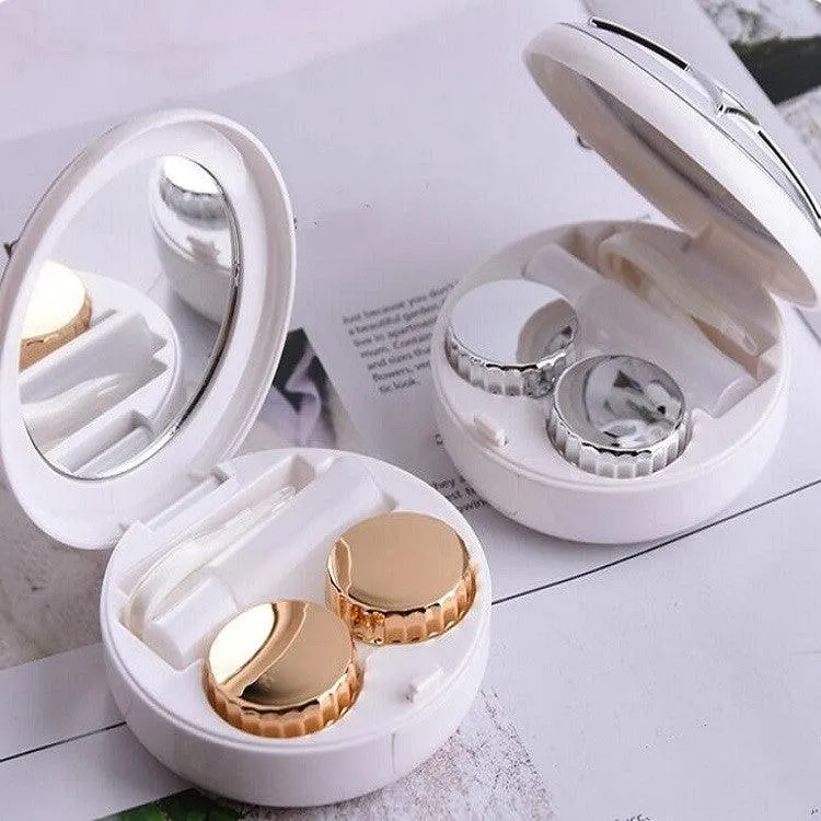 Compact Dual Compartment Contact Lens Storage Case