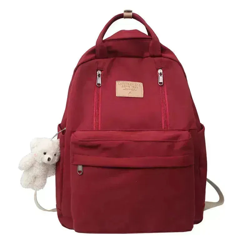 Cool Canvas Backpacks School Bag Double Zipper Bookbag