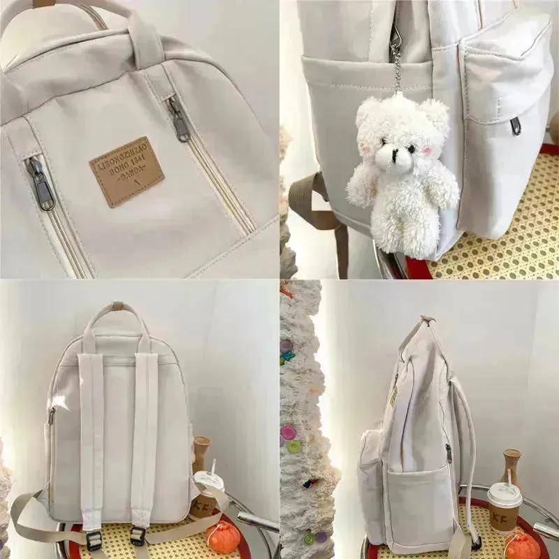 Cool Canvas Backpacks School Bag Double Zipper Bookbag