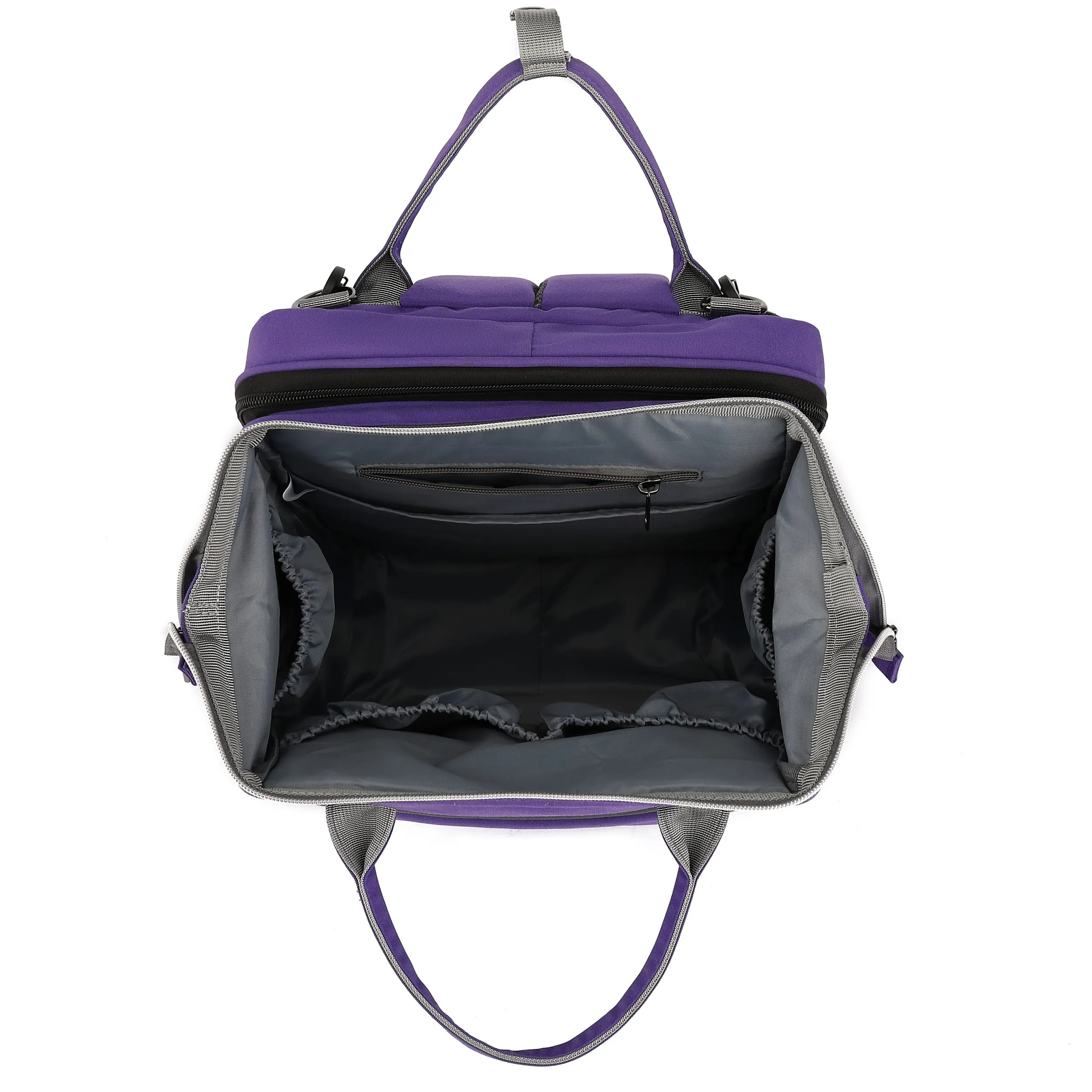 CoolBELL Kiddos Multifunctional Diaper Bag/Backpack/Nappy Bag/Handbag Cum Maternity Bag with Expandable Compartment Bottle Organizer & Tissues Dispensing Pocket for Moms During Travel (Purple)