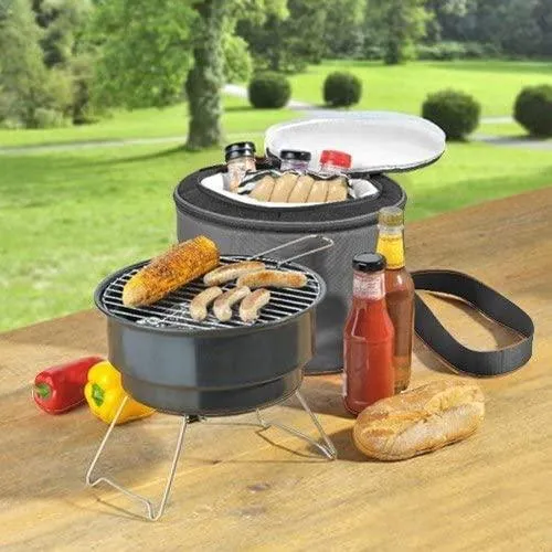 Cooler Bag with Portable Mini BBQ Grill - Black | BBQ-BQ26-515-001