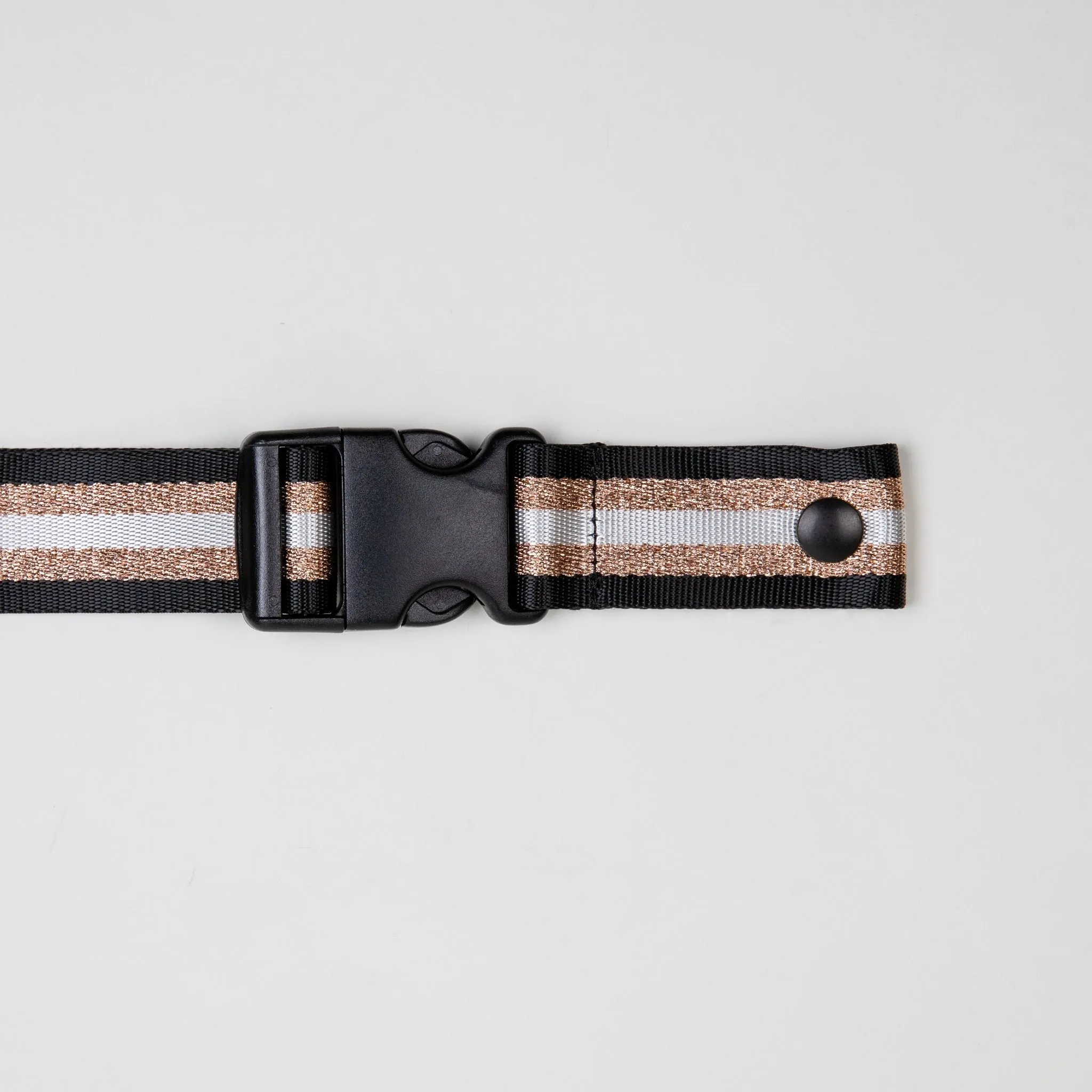 Crossbody/Fanny Pack Strap | Black Copper Metallic Multi-Stripe