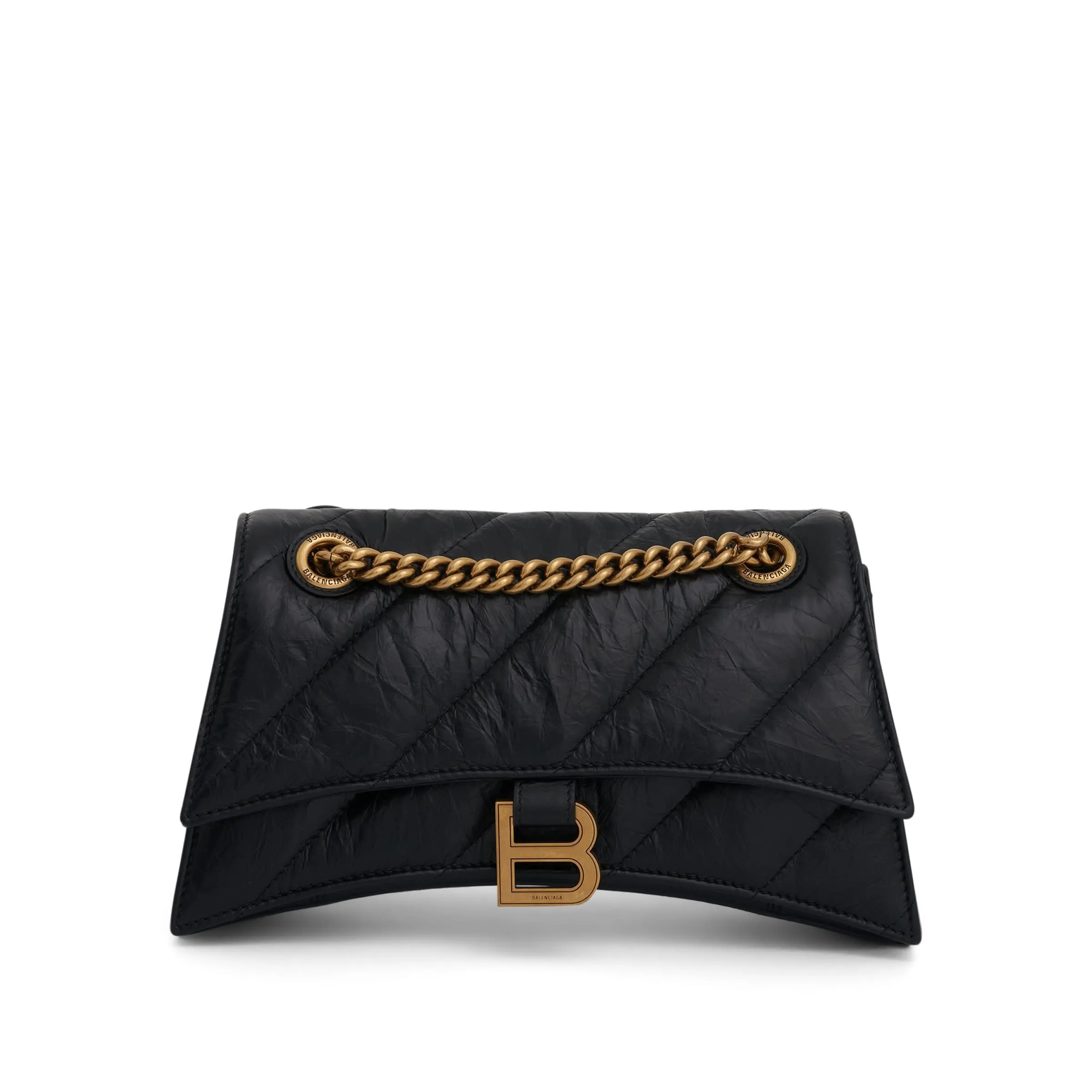 Crush Small Chain Quilted Bag in Black