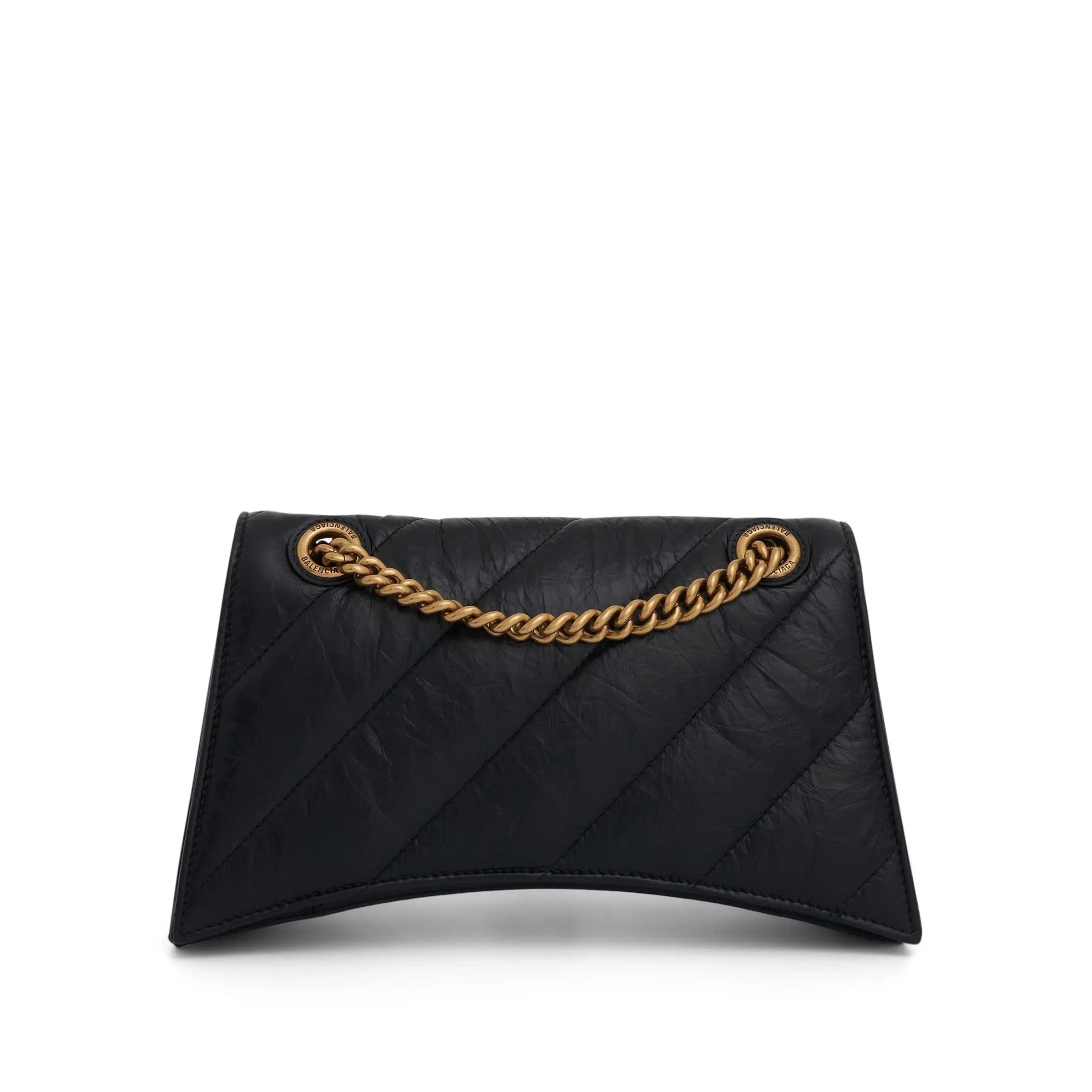 Crush Small Chain Quilted Bag in Black