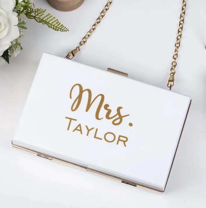 Custom Purse Personalized Bride Clutch Purse for Wedding Bridal Clutch Gift for Bride to Be Wedding Gift for Bride Honeymoon Gift Bridesmaid