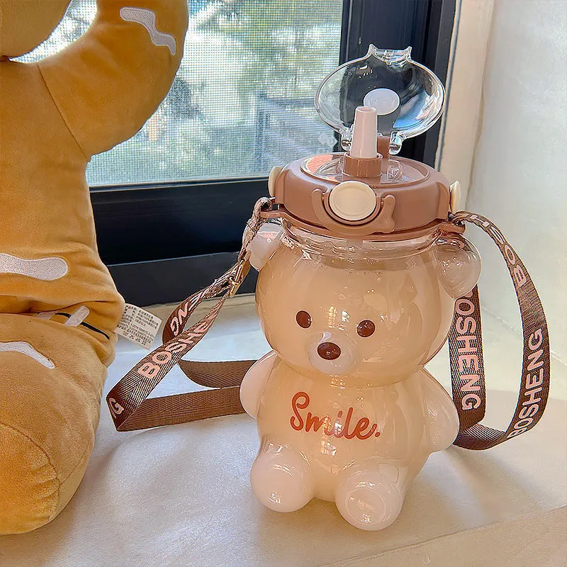 Cute Bear Built-in Straw Water Bottle