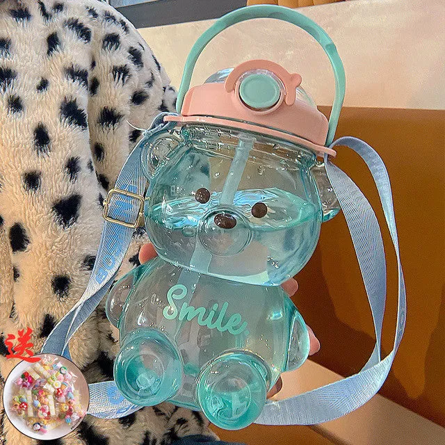 Cute Bear Built-in Straw Water Bottle