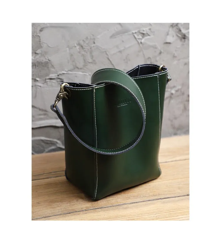 Cute Coffee LEATHER WOMEN Bucket SHOULDER BAG Barrel Crossbody Purses FOR WOMEN