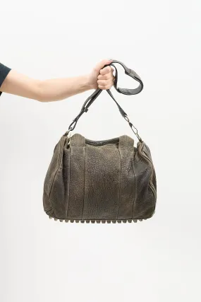 Dark Grey Leather Rocco Studded Bag