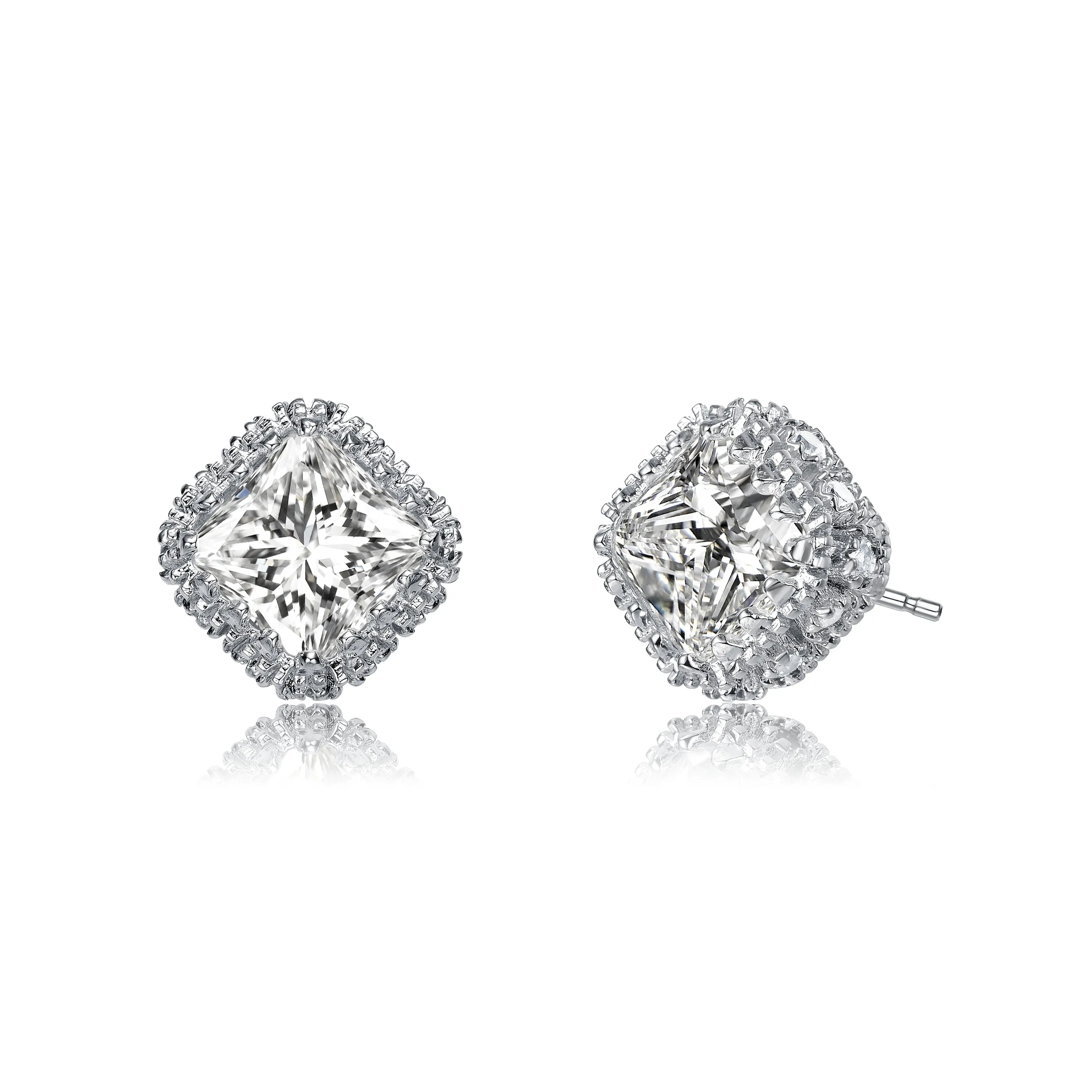 Déco Square Halo Stud Earrings