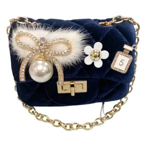 Dear Ellie Velvet Purse - Navy