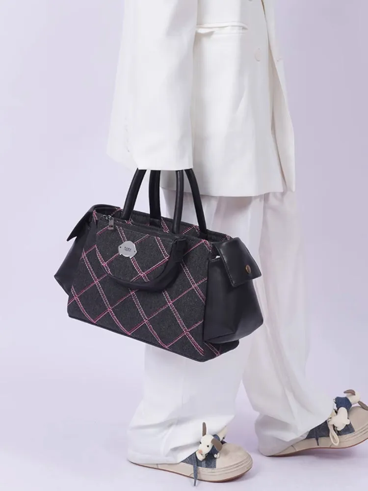 Denim plaid bag【s0000007320】