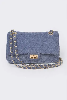 Denim Quilted Convertible Shoulder Bag