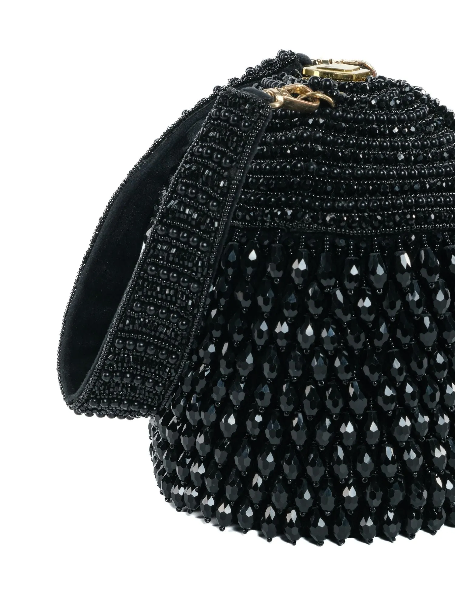 Diana Black Suede Embellished Bucket Bag