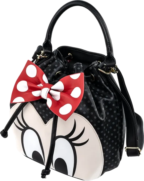 Disney : Mickey Mouse - Minnie Mouse Bow Faux Leather Bucket Bag Loungefly