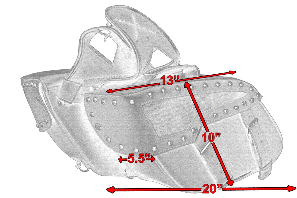 DS313S Saddle Bags Two Strap Buckle with Textile and Studs Set