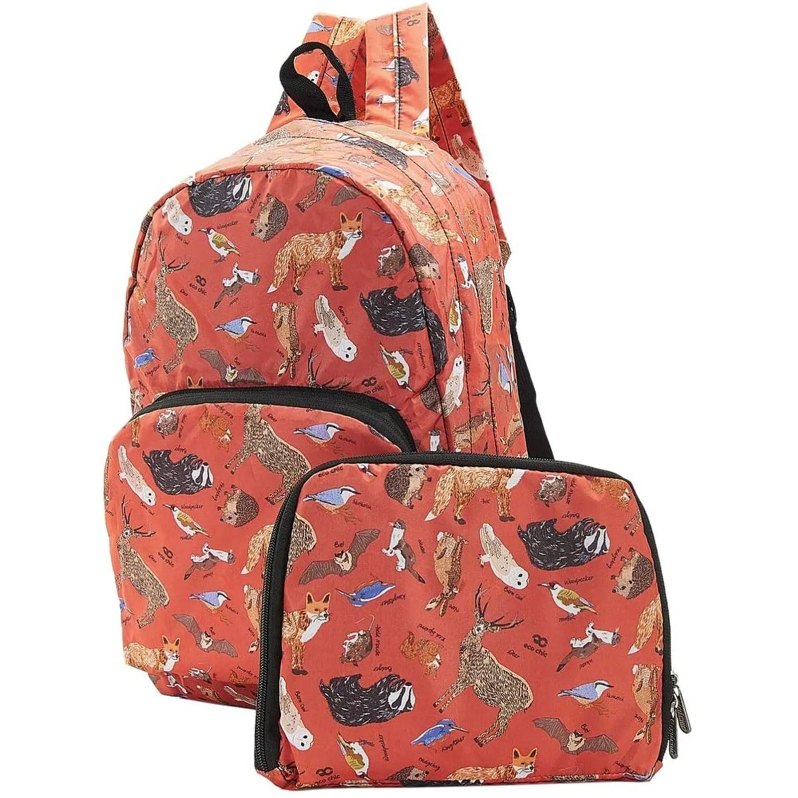 Eco Chic Lightweight Foldable Backpack (Woodland Red)