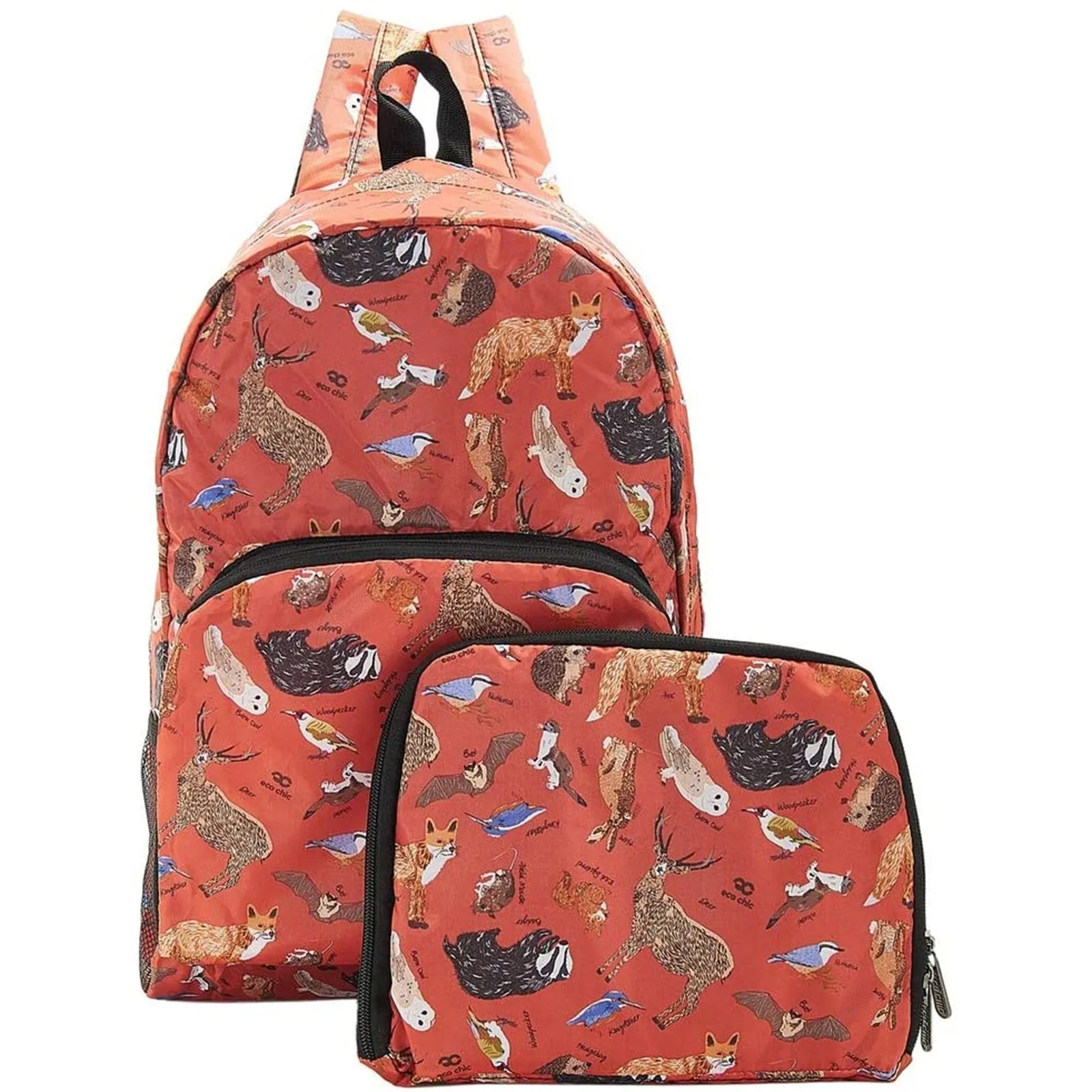 Eco Chic Lightweight Foldable Backpack (Woodland Red)