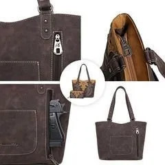 Embroidered Concealed Carry Shoulder Bag Tote