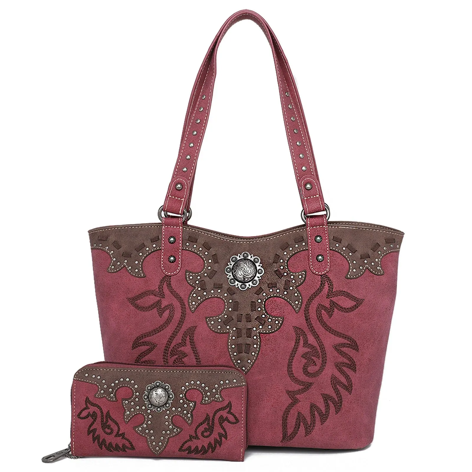 Embroidered Concealed Carry Shoulder Bag Tote