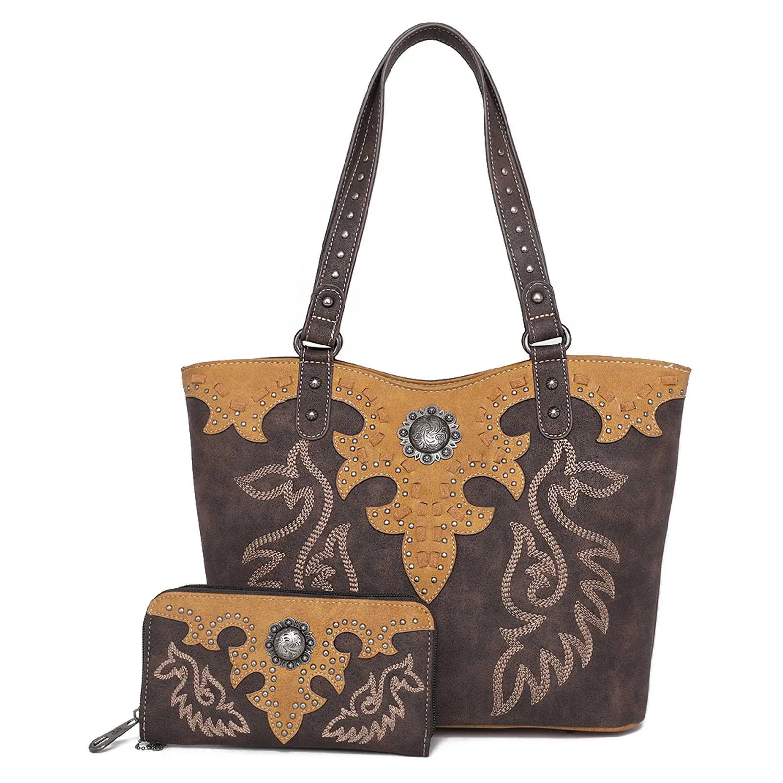 Embroidered Concealed Carry Shoulder Bag Tote