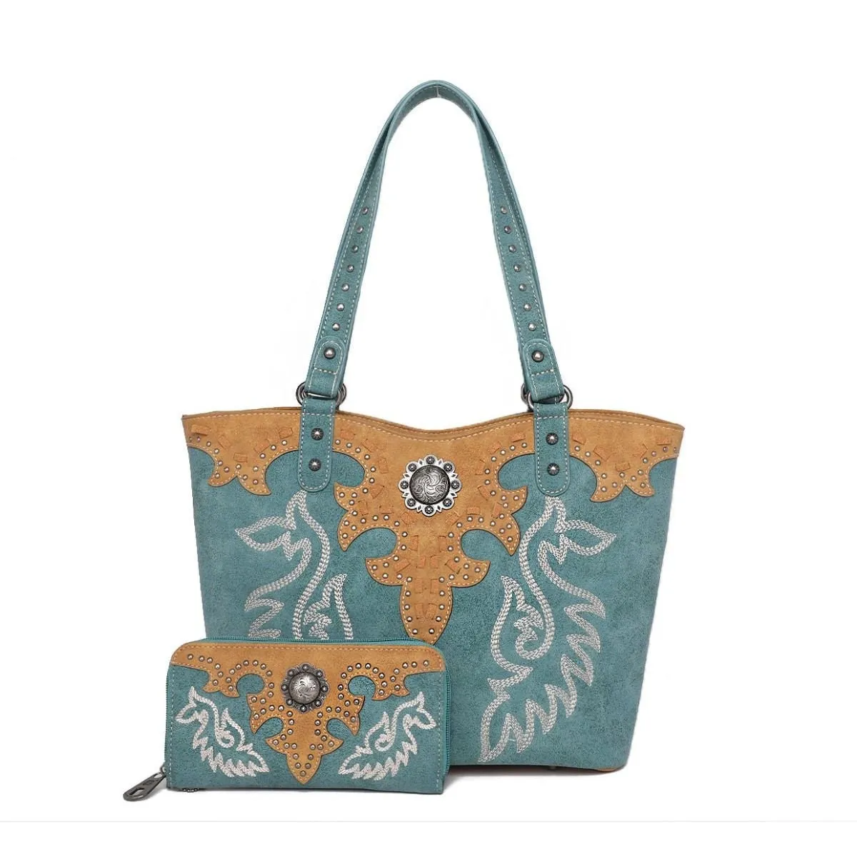 Embroidered Concealed Carry Shoulder Bag Tote