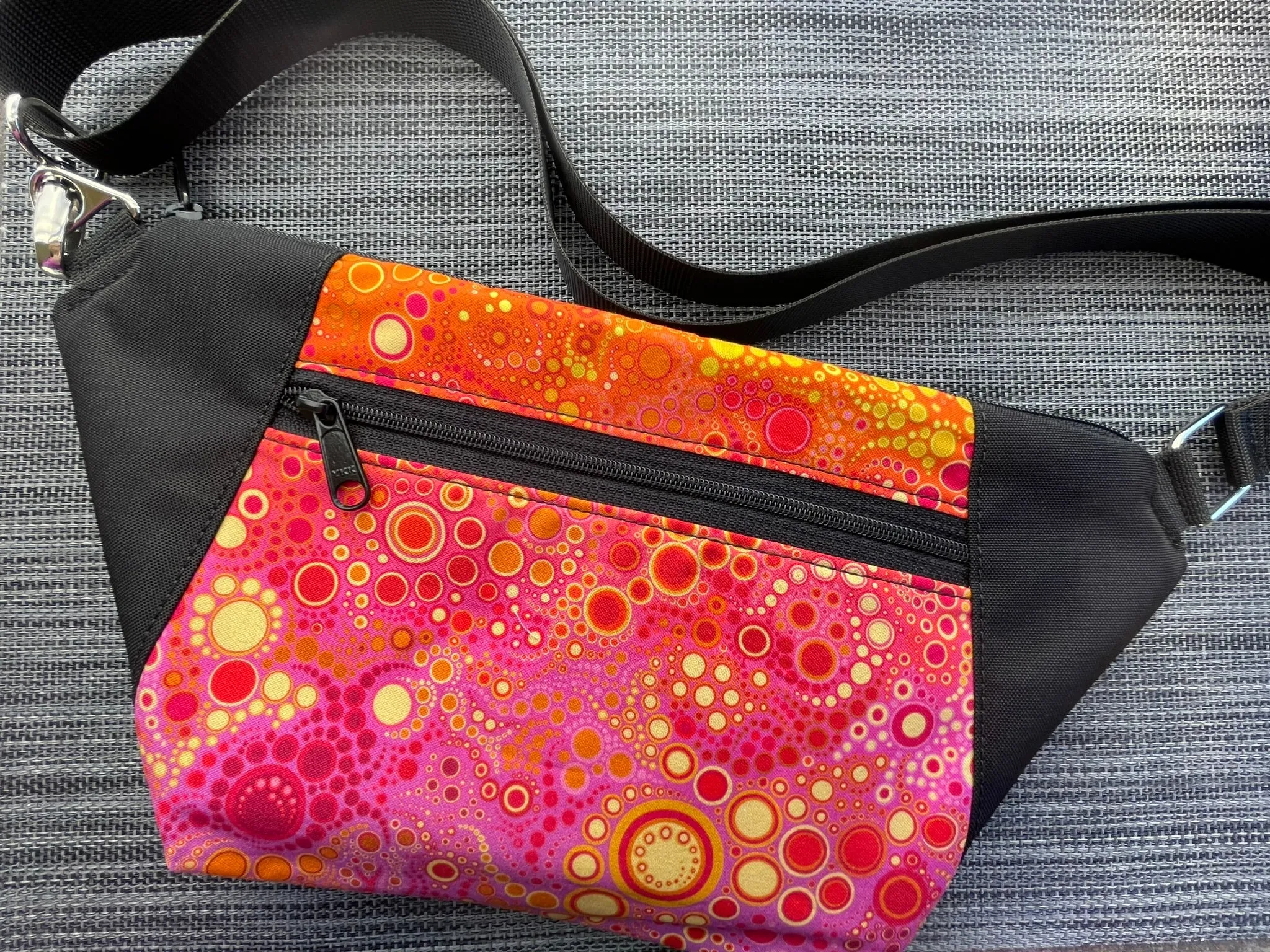 Fanny Pack or Crossbody Bag - Pink/Orange Fabric