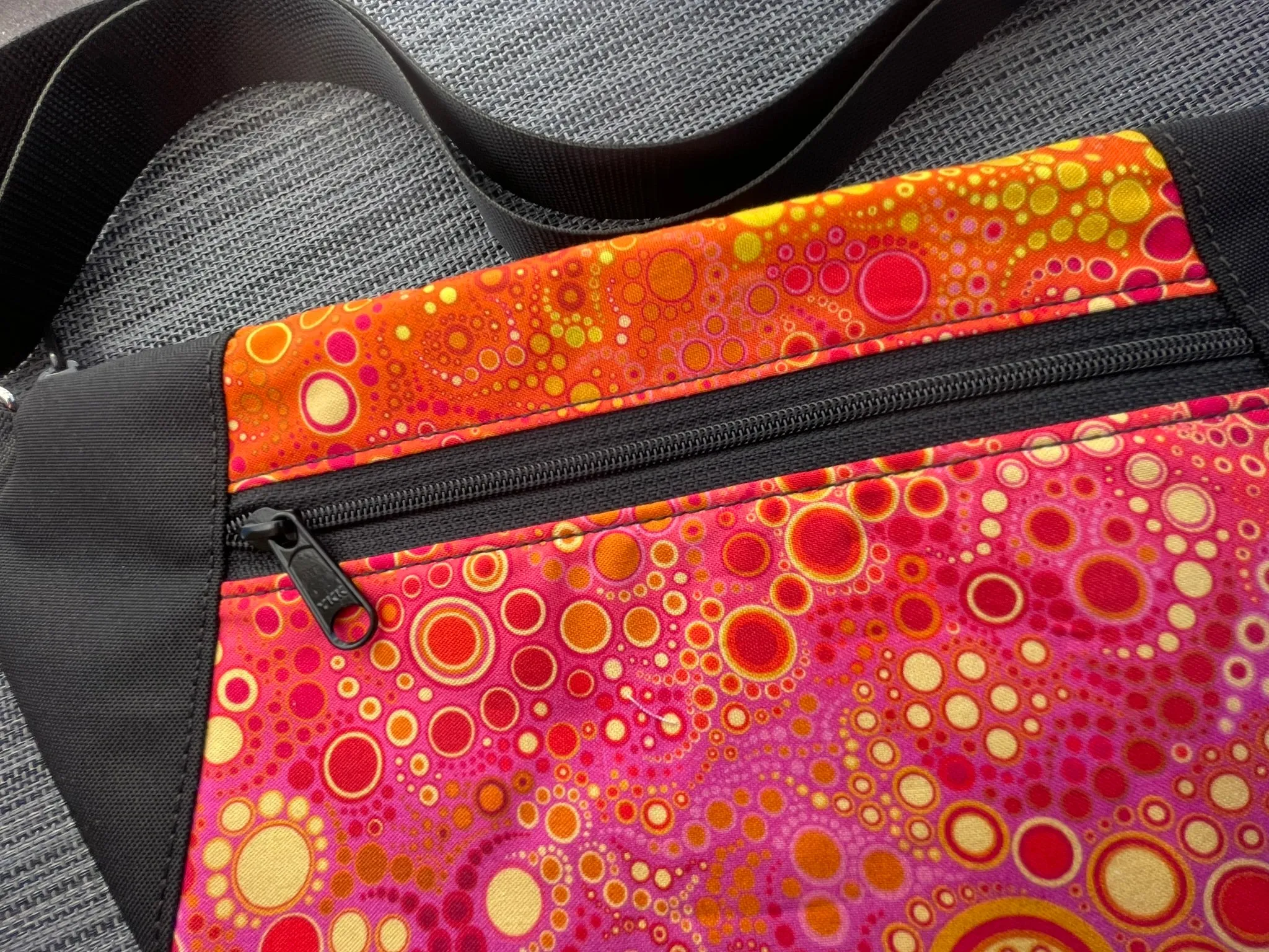 Fanny Pack or Crossbody Bag - Pink/Orange Fabric