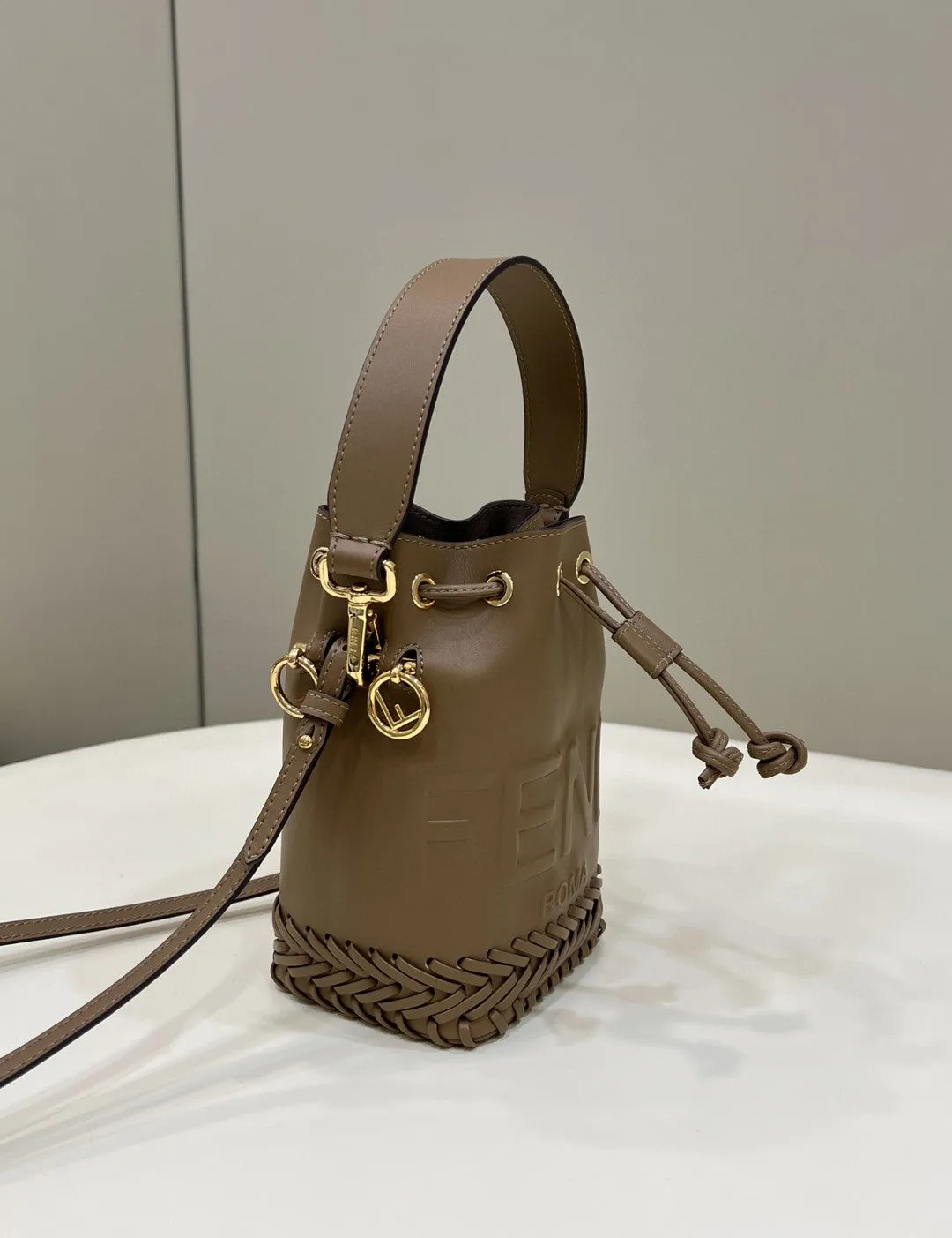 FI Mon Tresor Brown Mini-bag with stitching For Woman 18cm/7in