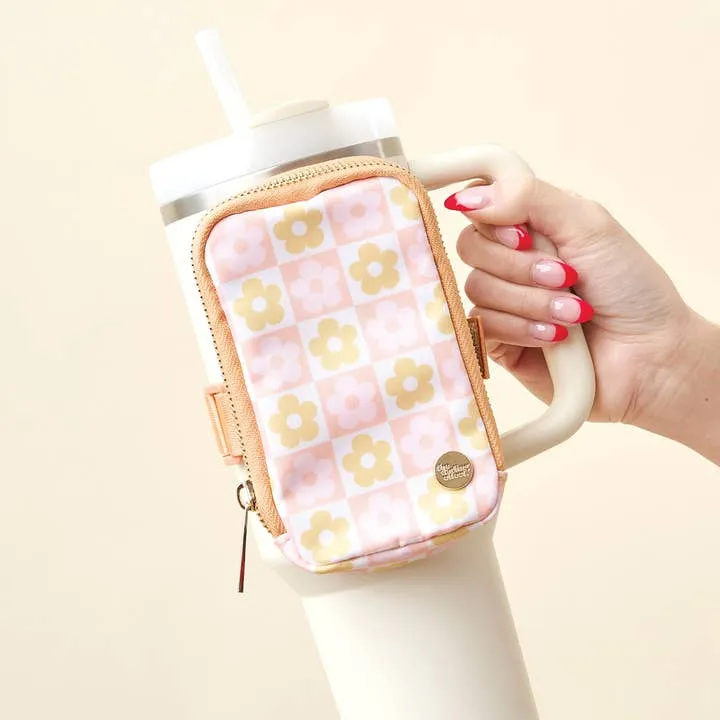 Flower Check Peach Tumbler Fanny Pack