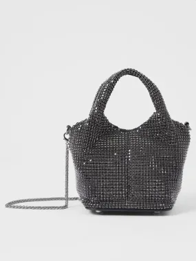 French Connection Diamante Bucket Bag-Black-SBXAG