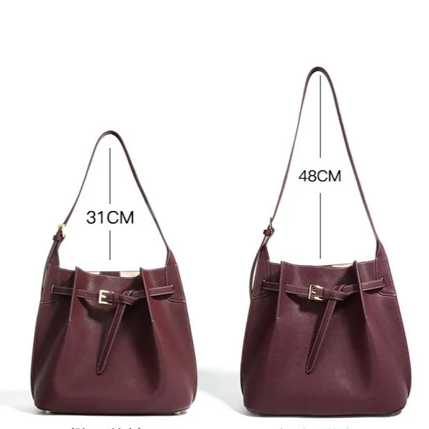 Genuine Leather Bucket Shoulder Bag Hobo Bucket Bag Womens