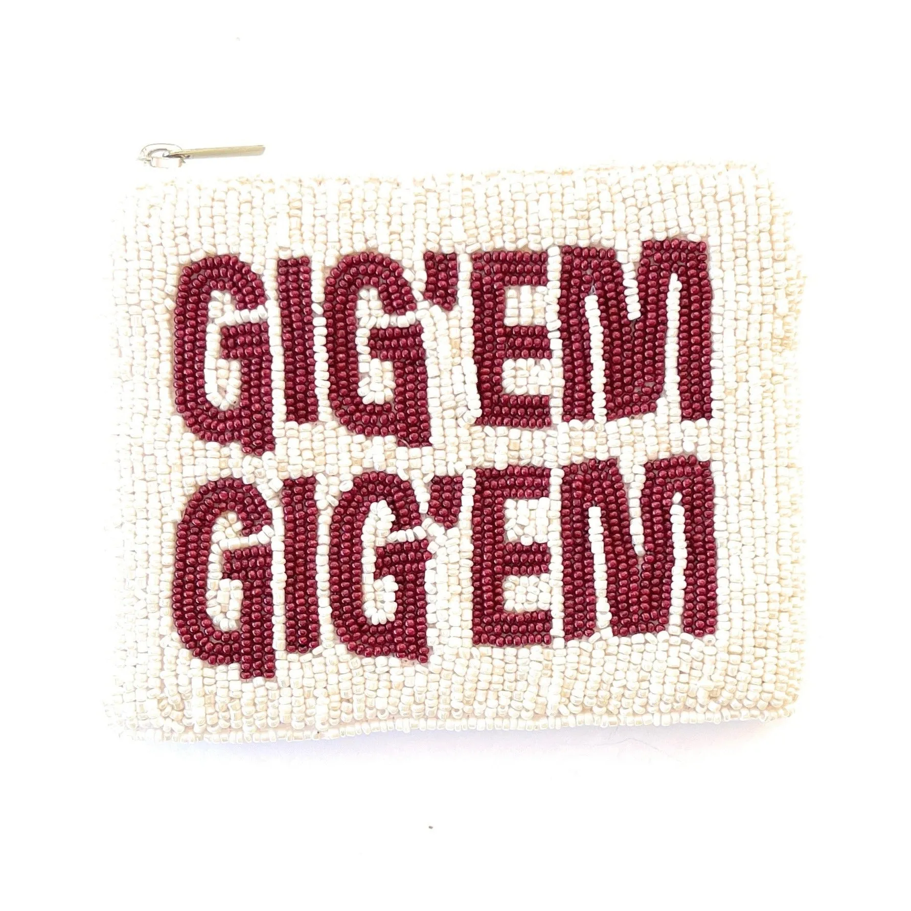 GIG'EM Beaded Coin Purse