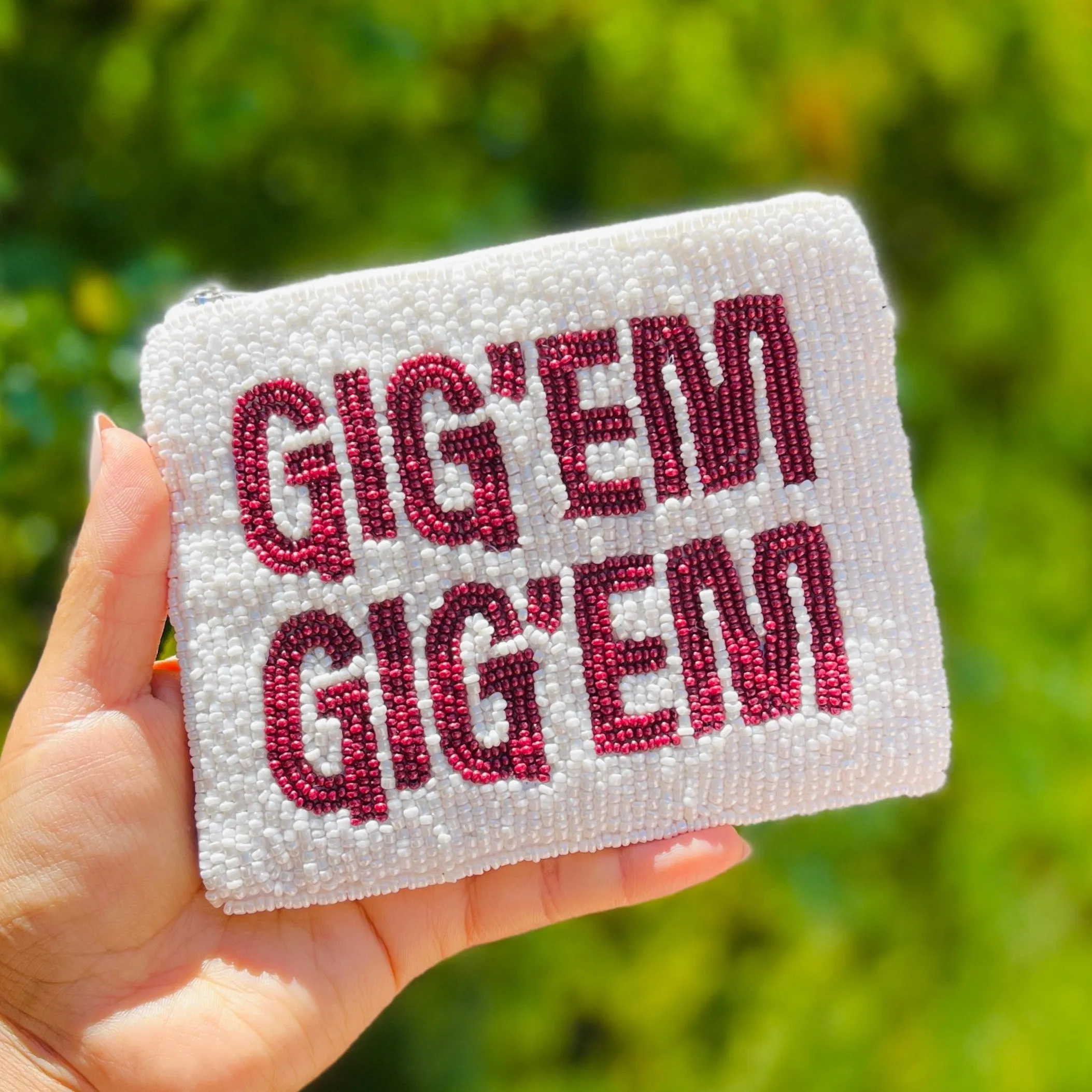 GIG'EM Beaded Coin Purse