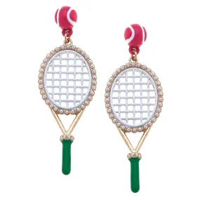 Gigi Tennis Earrings in Green & Pink